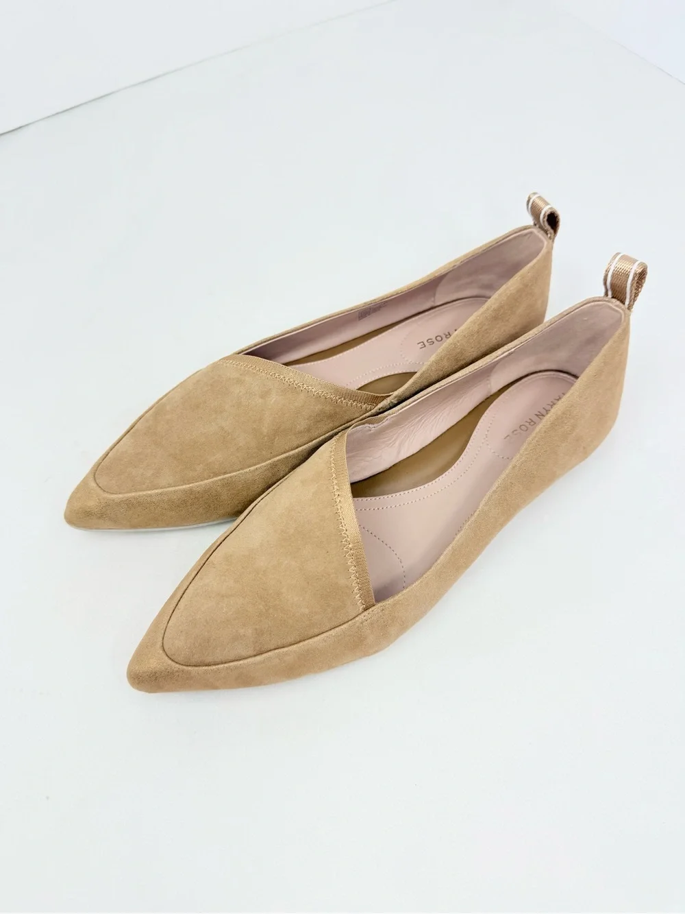 Taryn Rose FELICITY Brown Glitter Suede Pointed Toe D'Orsay Slip On Ballet Flats